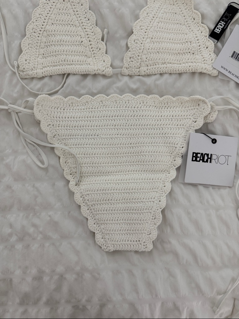 Brand New Beach Riot White Crochet 2 Piece Swim Suit - Picture 4 of 4